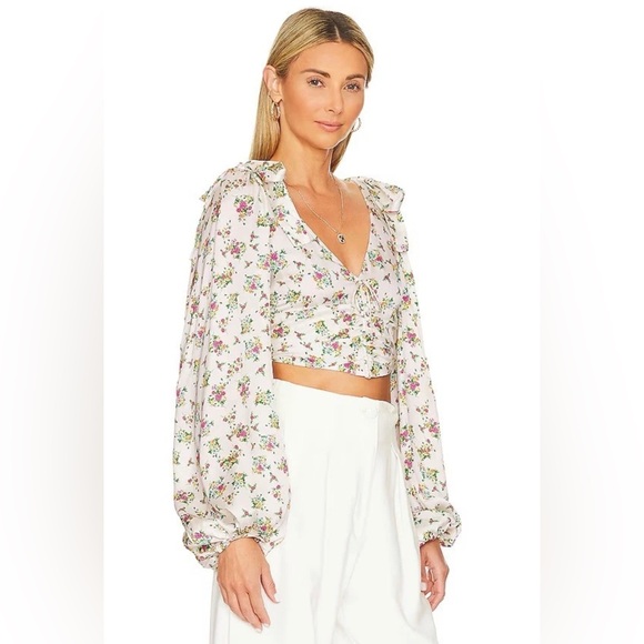 ✨ NWOT For Love & Lemons Tanya Crop Top M Satin Boned Bust $144 - Picture 2 of 13